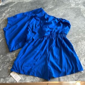 Off shoulder medium blue romper